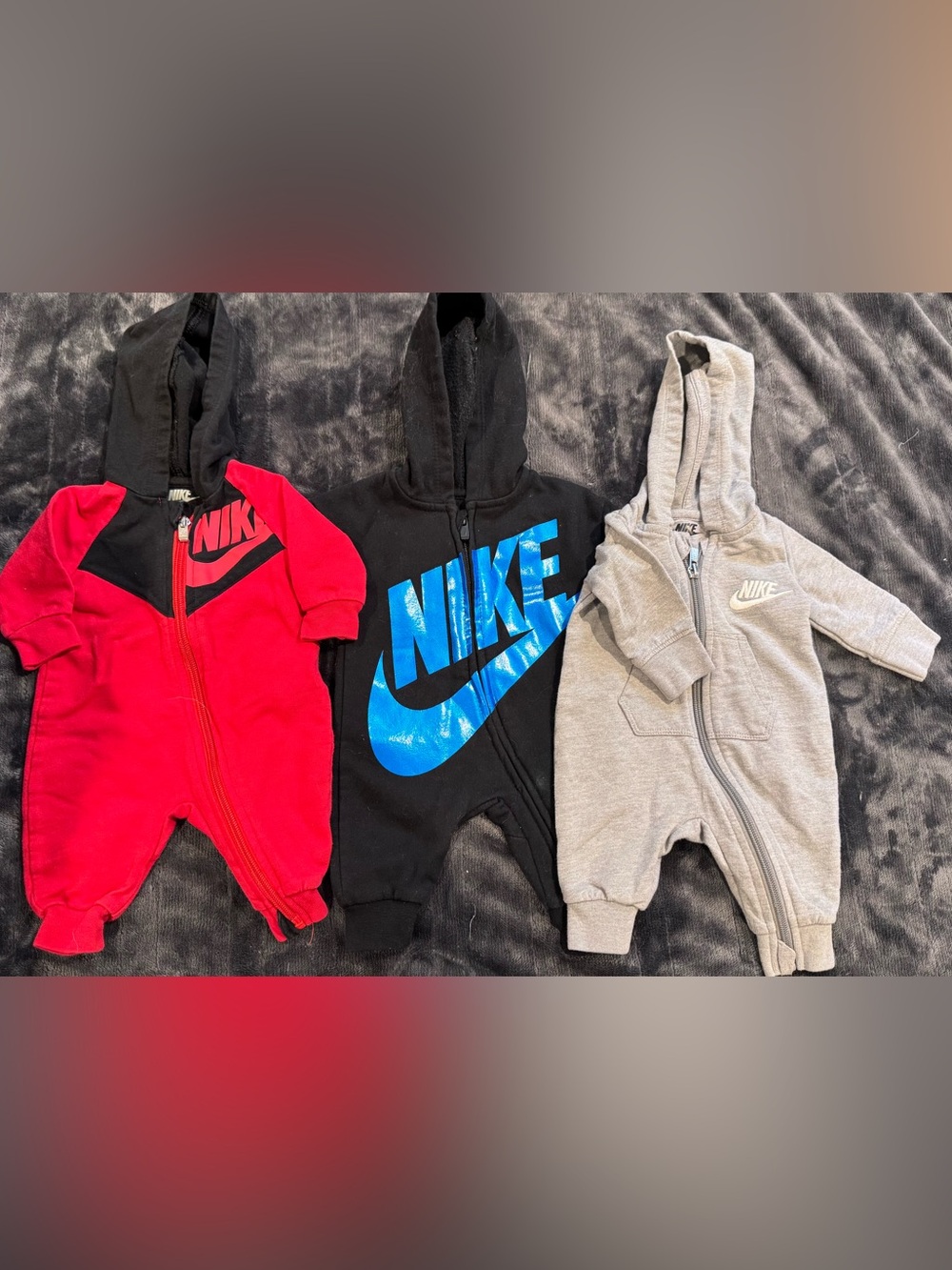 3 Nike Newborn Full Zip Hooded Jumpsuits